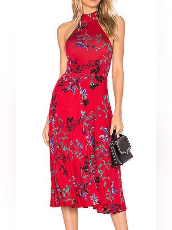 House of Harlow 1960 Dresses & Skirts - House Harlow 1960 x Revolve Red High Halter Boho Floral Vacation-Ready Dress Lg
